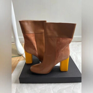 Marina Rinaldi Women's Leibniz Block Heel Suede Ankle Boots Leather Sz 40 US 10